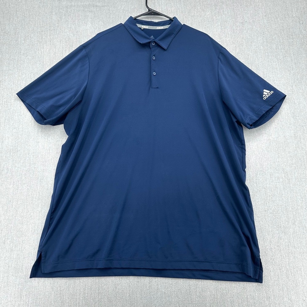 Adidas Polo Shirt Mens 2XL Navy Blue Performance Golf Short Sleeve Recycled
